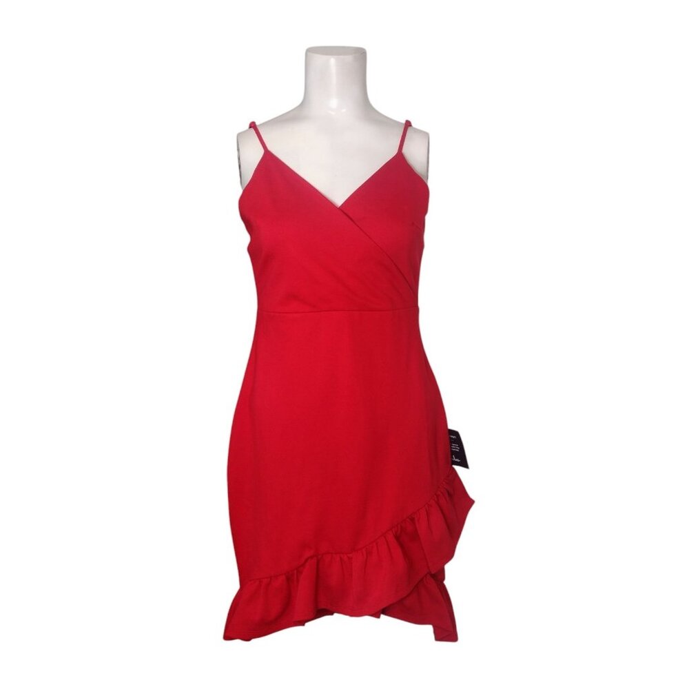 Lulus Sealed with a Kiss Surplice Ruffle Mini Dress M Valentine's Sexy Party USA